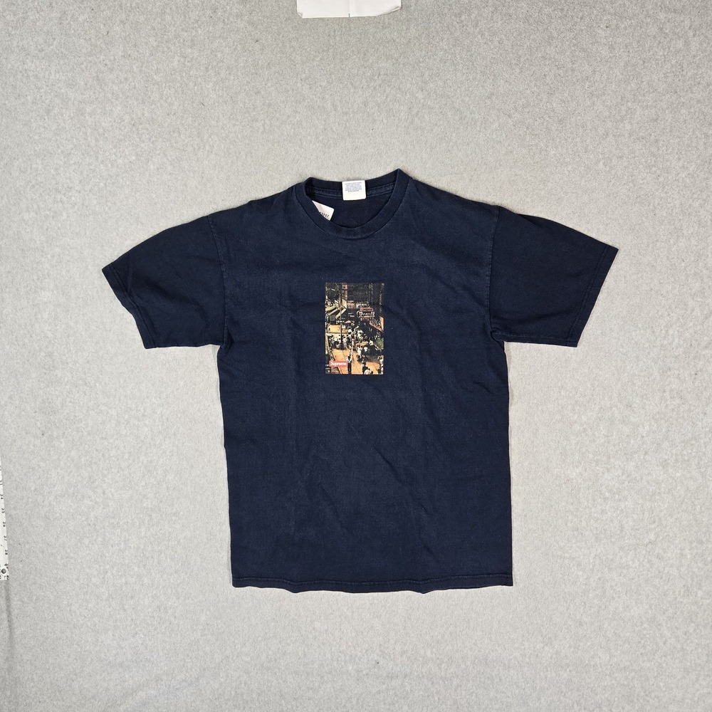 Supreme Men Shirt M Navy Blue Graphic City Scene Streetwear Print